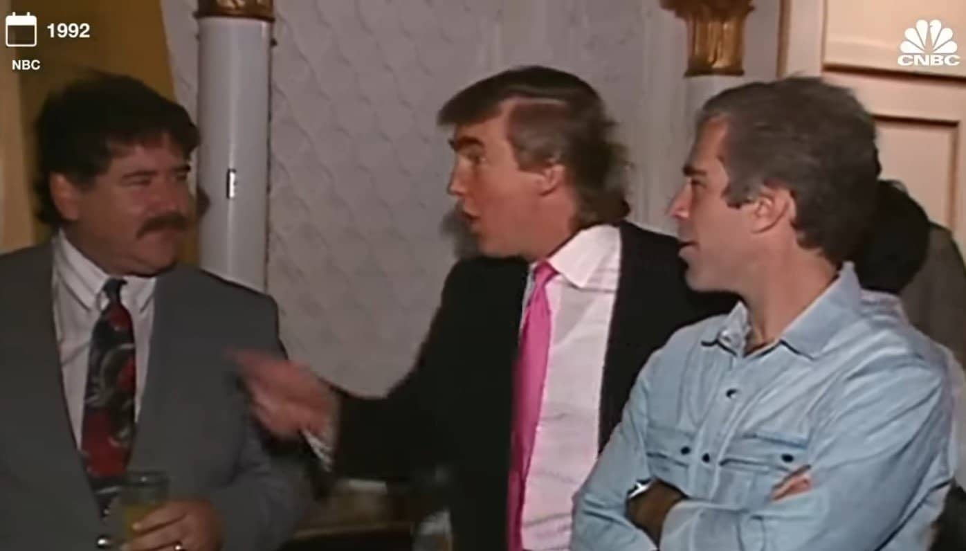 Donald Trump with Jeffrey Epstein at Mir-a-Lago in 1992 (NBC’s old footage).