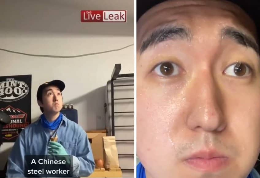 Chinese steel workers fear the LiveLeak watermark...